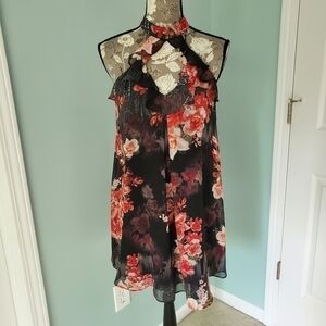 BCBG Ruffle Halter Floral A-line Dress Sz. XS/S